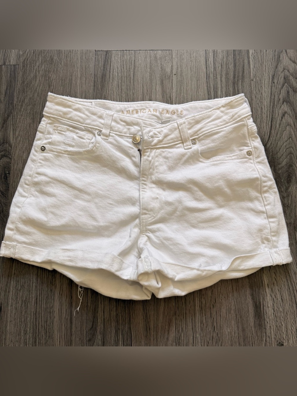 American Eagle Outfitters White Denim High-Rise Shorts